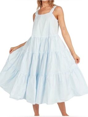 Tuckernuck Pomander Place Lola Chambray Tiered Maxi Midi Dress Small